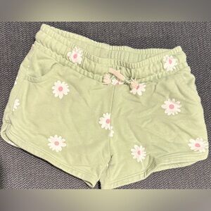 Cat & Jack Drawstring Shorts Size XS 4-5 Green Flowers